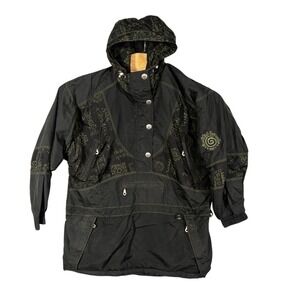 Vtg Blackbear Hooded Tribal Aztec Parka Womens 8‎ All Weather Outdoors Camping